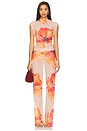view 5 of 6 Gauze Mesh Wide Leg Pant in Mauve Tropical Hibiscus001