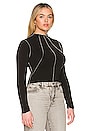 view 4 of 8 Lettuce Edge Cropped Mock Long Sleeve in Black001