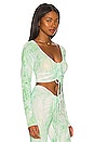 view 3 of 4 Mesh Ruched V Crop Top in Green Marble