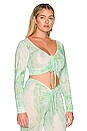 view 4 of 4 Mesh Ruched V Crop Top in Green Marble
