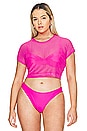 view 2 of 9 Cropped Mesh Tee in Pink Glow002
