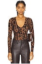 view 1 of 5 Mesh Bodysuit in Warped Leopard004