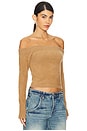 view 3 of 8 Plush Off Shoulder Top in Caramel003