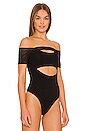 view 5 of 11 Off Shoulder Cut Out Bodysuit in Black001