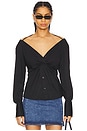 view 1 of 8 Poplin Off Shoulder Top in Black001