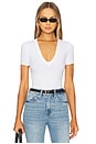 view 1 of 10 Deep V Bodysuit in White001