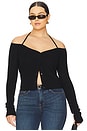 view 2 of 8 Stretch Rib Knit Off Shoulder Top in Black001