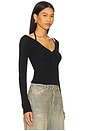 view 3 of 8 Stretch Rib Knit Off Shoulder Top in Black001