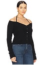 view 4 of 8 Stretch Rib Knit Off Shoulder Top in Black001