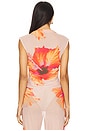 view 3 of 4 Gauze Mesh Mock Neck Tank Top in Mauve Tropical Hibiscus001