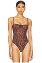 view 3 of 10 Mesh Bustier Bodysuit in Java Warped Leopard001