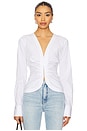 view 1 of 8 Poplin Ruched Shirt in White001