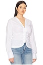 view 4 of 8 Poplin Ruched Shirt in White001