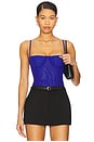 view 1 of 10 Mesh Bustier Bodysuit in Capri Blue004