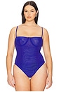 view 4 of 10 Mesh Bustier Bodysuit in Capri Blue004
