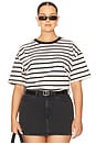 view 2 of 4 Cotton Oversized Tee in Black & Ecru Wide Stripe