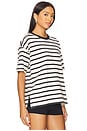 view 3 of 4 Cotton Oversized Tee in Black & Ecru Wide Stripe