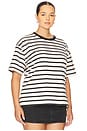 view 4 of 4 Cotton Oversized Tee in Black & Ecru Wide Stripe