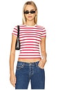 view 1 of 4 Super Stretch Baby Tee in Ecru & Chili Wide Stripe