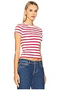 view 2 of 4 Super Stretch Baby Tee in Ecru & Chili Wide Stripe