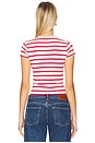 view 3 of 4 Super Stretch Baby Tee in Ecru & Chili Wide Stripe