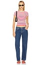 view 4 of 4 Super Stretch Baby Tee in Ecru & Chili Wide Stripe