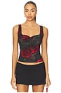 view 1 of 4 Mesh Bustier in Moody Red Roses001
