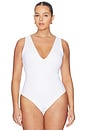view 4 of 10 Sculpting Deep V Bodysuit in White001