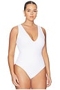view 6 of 10 Sculpting Deep V Bodysuit in White001