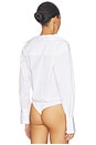 view 9 of 12 Off-shoulder Poplin Bodysuit in White001