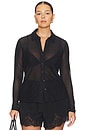 view 2 of 8 Mesh Button Up Top in Black001