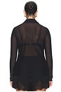 view 6 of 8 Mesh Button Up Top in Black001