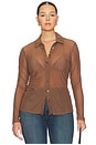 view 2 of 8 Mesh Button Up Top in Saddlewood