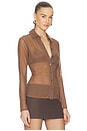 view 3 of 8 Mesh Button Up Top in Saddlewood