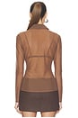 view 5 of 8 Mesh Button Up Top in Saddlewood