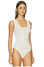 view 3 of 5 Stretch Lace Scoop Tank Bodysuit in Chalk