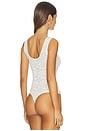 view 4 of 5 Stretch Lace Scoop Tank Bodysuit in Chalk