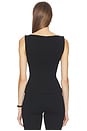 view 5 of 8 Soft Stretch Ponte Straight Neck Top in Black