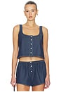 view 1 of 4 Denim Button Front Tank Top in Indigo1187
