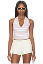 view 1 of 4 Super Stretch Halter Tank Top in Sky Stripe