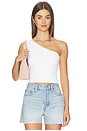 view 1 of 4 Super Stretch One Shoulder Tank Top in White001