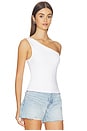 view 2 of 4 Super Stretch One Shoulder Tank Top in White001