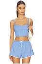 view 1 of 5 Poplin Bustier Cami Top in Blue & White Stripe