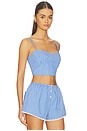 view 2 of 5 Poplin Bustier Cami Top in Blue & White Stripe