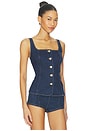 view 3 of 8 Sleeveless Button Front Denim Top in Indigo1169