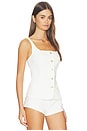 view 2 of 4 Sleeveless Button Front Denim Top in Cotton White