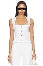 view 1 of 4 Button Front Peplum Top in White001