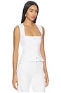 view 2 of 4 Button Front Peplum Top in White001