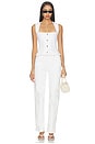 view 4 of 4 Button Front Peplum Top in White001