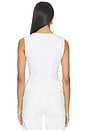 view 5 of 8 Button Front Peplum Top in White001